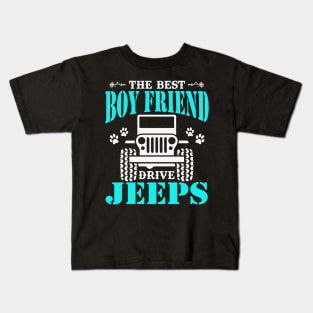 The Best Boy Friend Drive Jeeps Cute Dog Paws Father's Day Gift Jeep Men Jeep Grandpa Jeep Dad Jeep Papa Jeep Father Jeeps Lover Kids T-Shirt